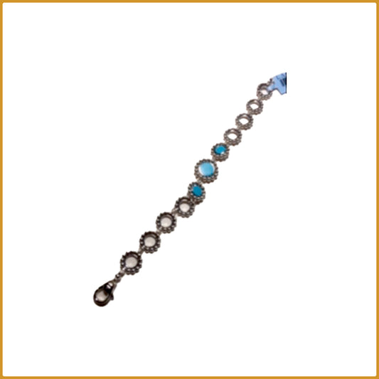 Bracelet en argent avec trois cercles en pierre turquoise