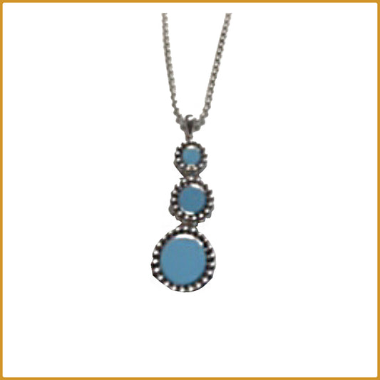 Chaine en argent et collier avec trois cercles en pierre turquoise