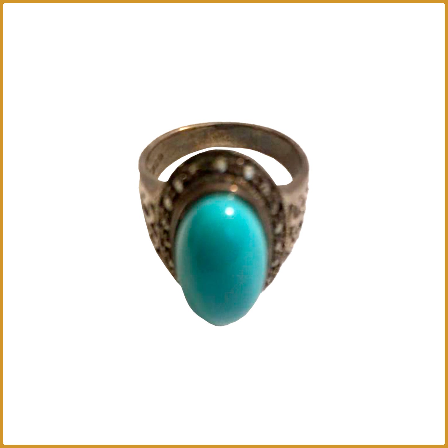 Bague en argent avec pierre turquoise.