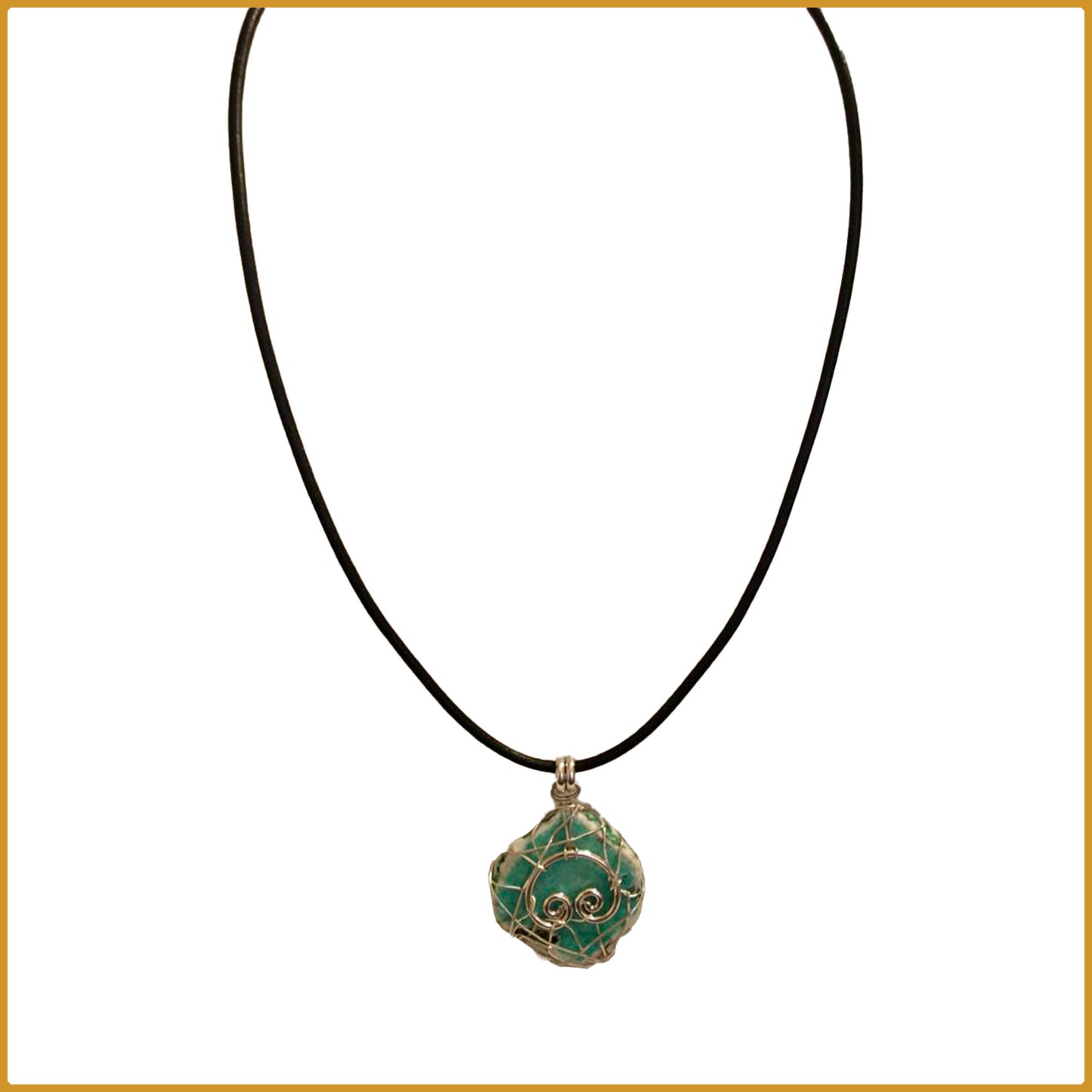 Grand pendentif en roche turquoise