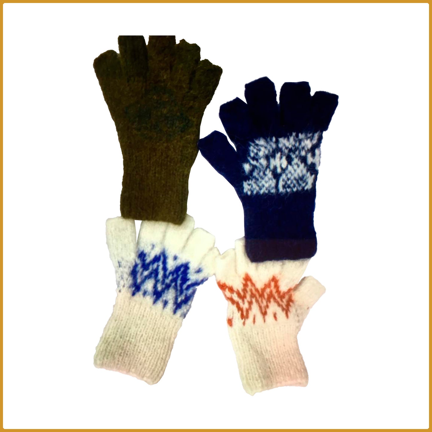 Gants demi-doigts unisex en laine d’alpaga