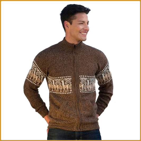 Pull en laine d’alpaga avec fermeture éclaire pour homme