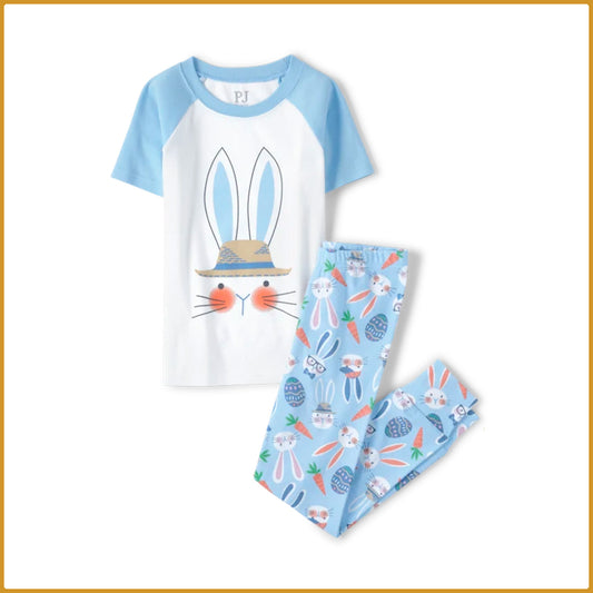 Pyjama en coton pour enfants motif lapin de pâques