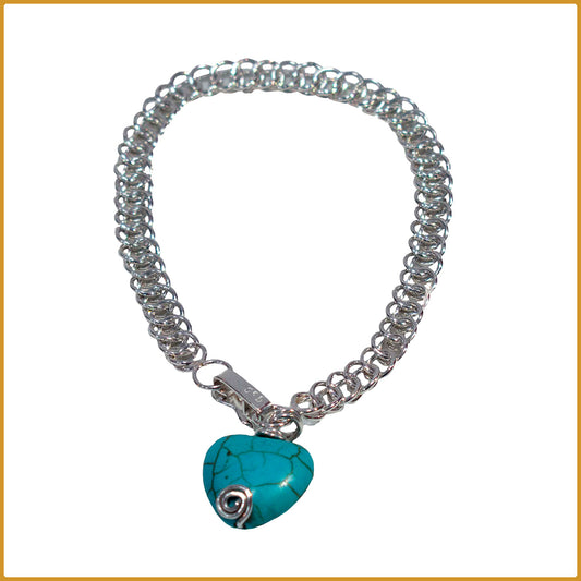 Bracelet motif coeur en turquoise