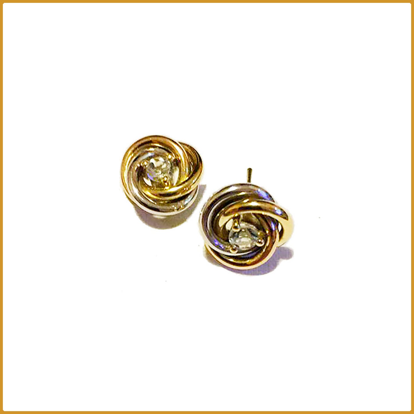 Boucles d’oreilles en or 18 carats avec pierre naturelle et or blanc