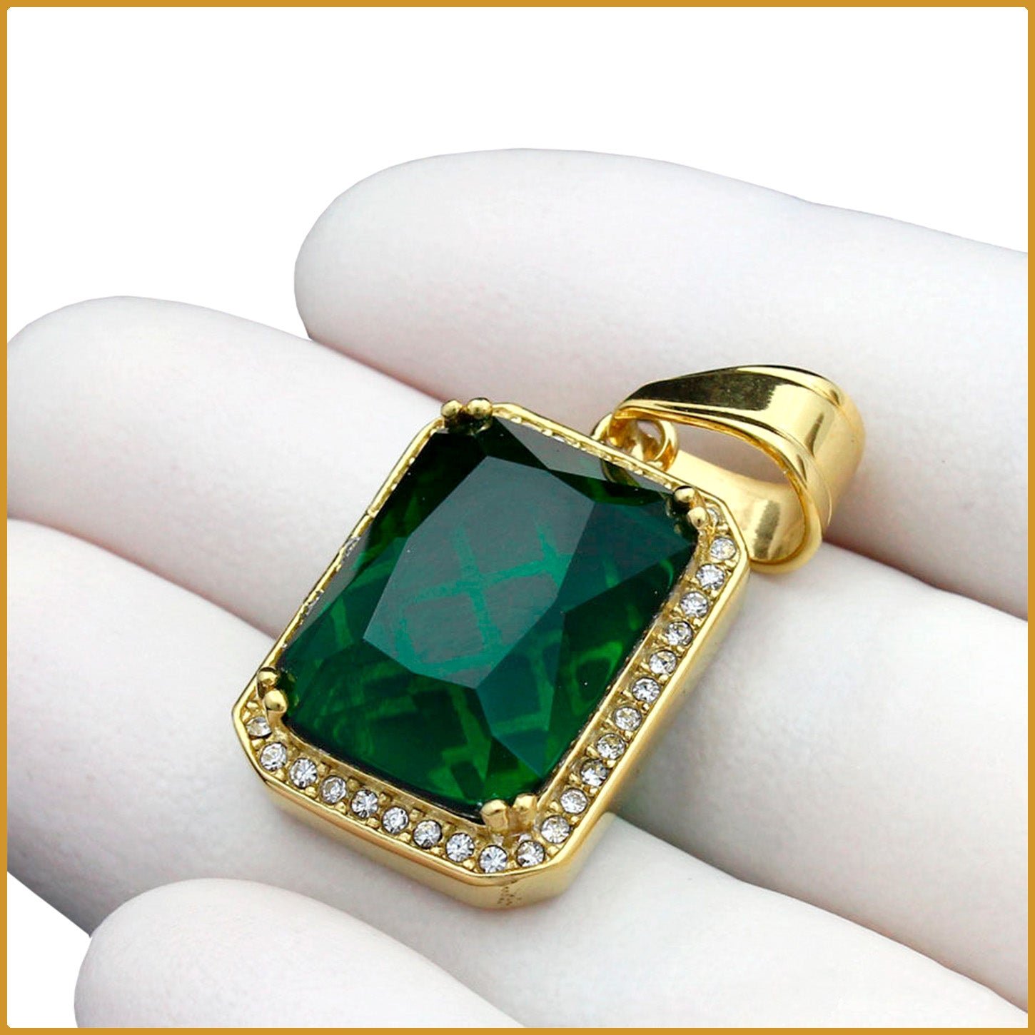 Chaine en acier et en or avec pendentif en pierre strass - Imagen 2