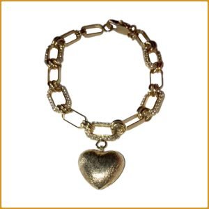 Bracelet en or laminé et coeur en zircone