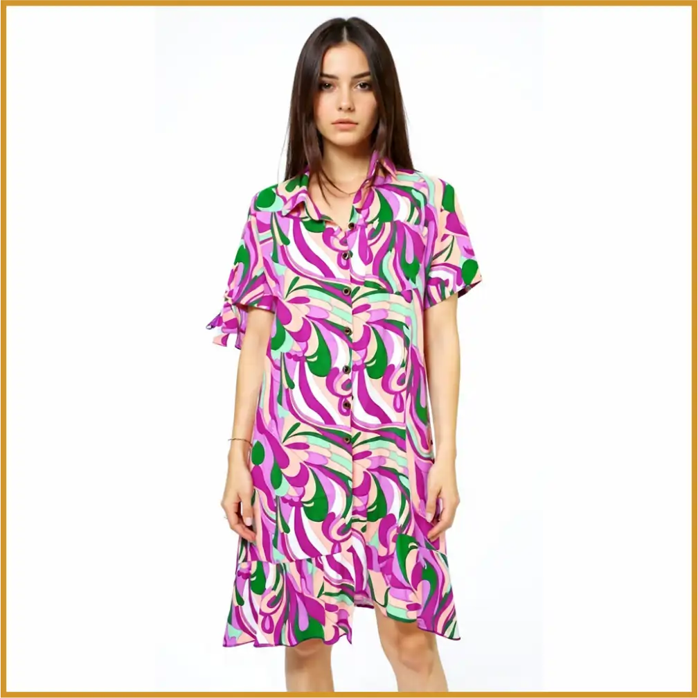 037-1 Vestido Estampado Rosa