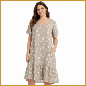 041-1 Vestido Lino con Estampado