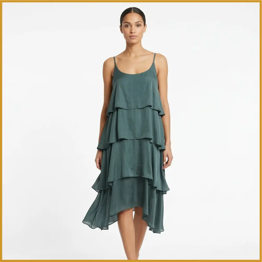 045-1 Vestido de tiras en seda con forro de algodón