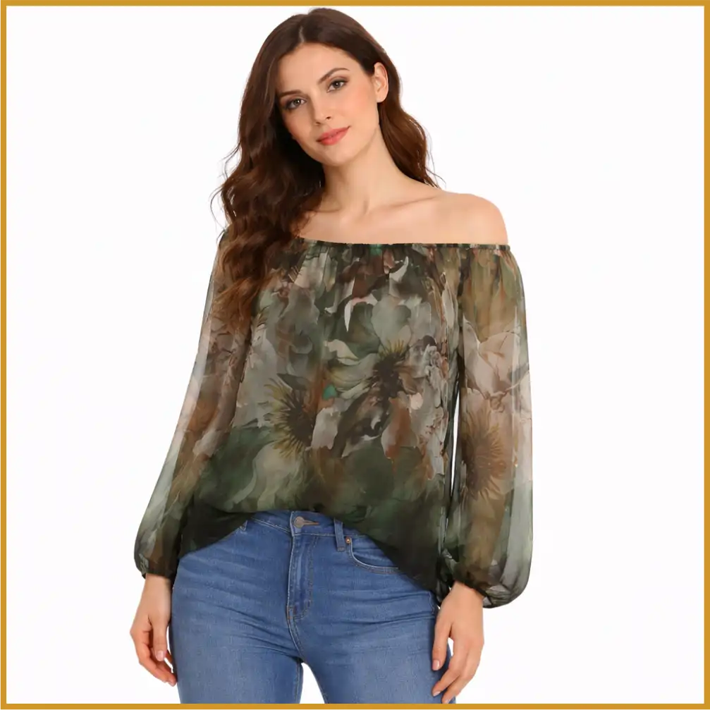 048-1 Blusas de seda estampadas