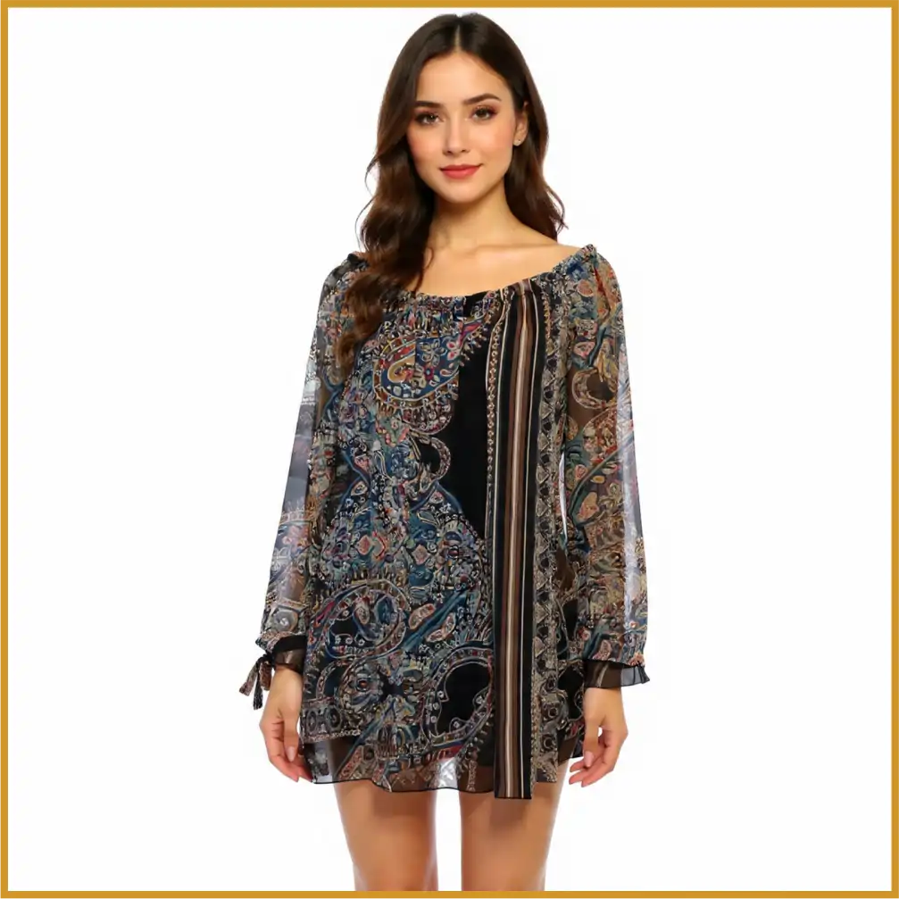 050-1 Blusas de seda estampadas