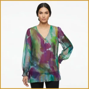 051-1 Blusas de seda estampadas