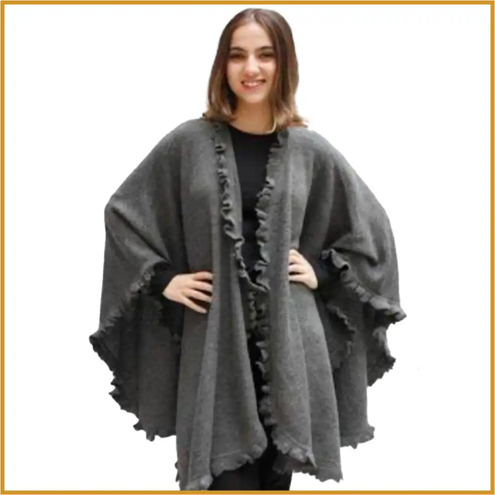 055-1 Poncho tejido Plomo