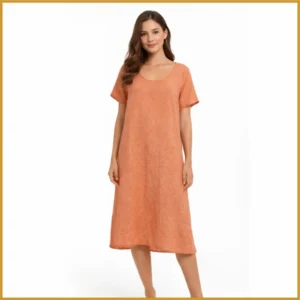 070-1 Vestido Lino Terracota