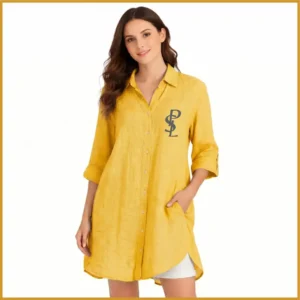 084-4 Camison de Mujer en Lino Amarillo